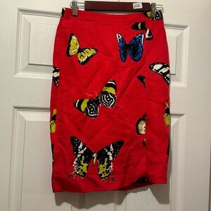 J crew collection red butterfly skirt NWT 2